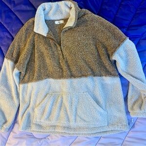 Entro Two-Tone Sherpa Pullover Sweater